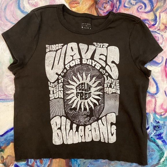 Billabong Tops - Billabong Women’s Black Graphic T-Shirt size Large